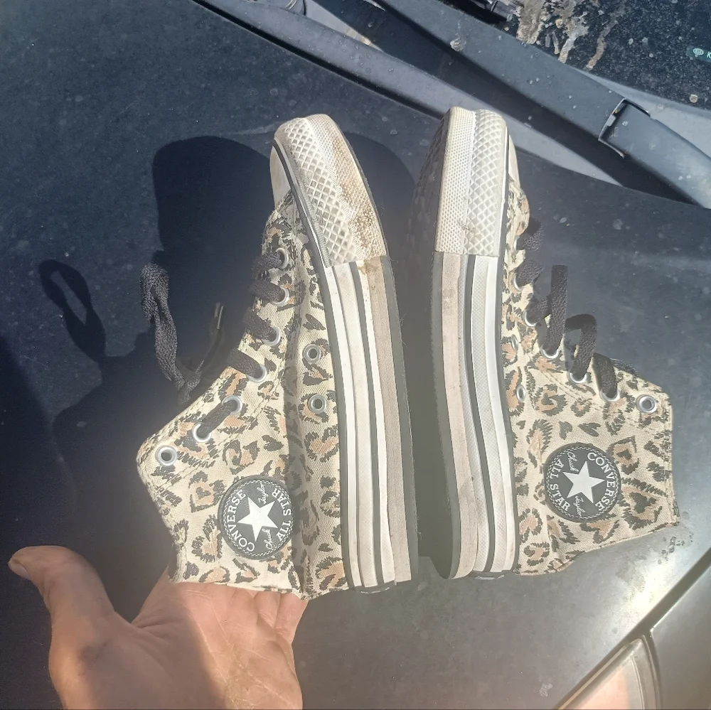 Leopard converse shoes sz 2 - Picture 6 of 11